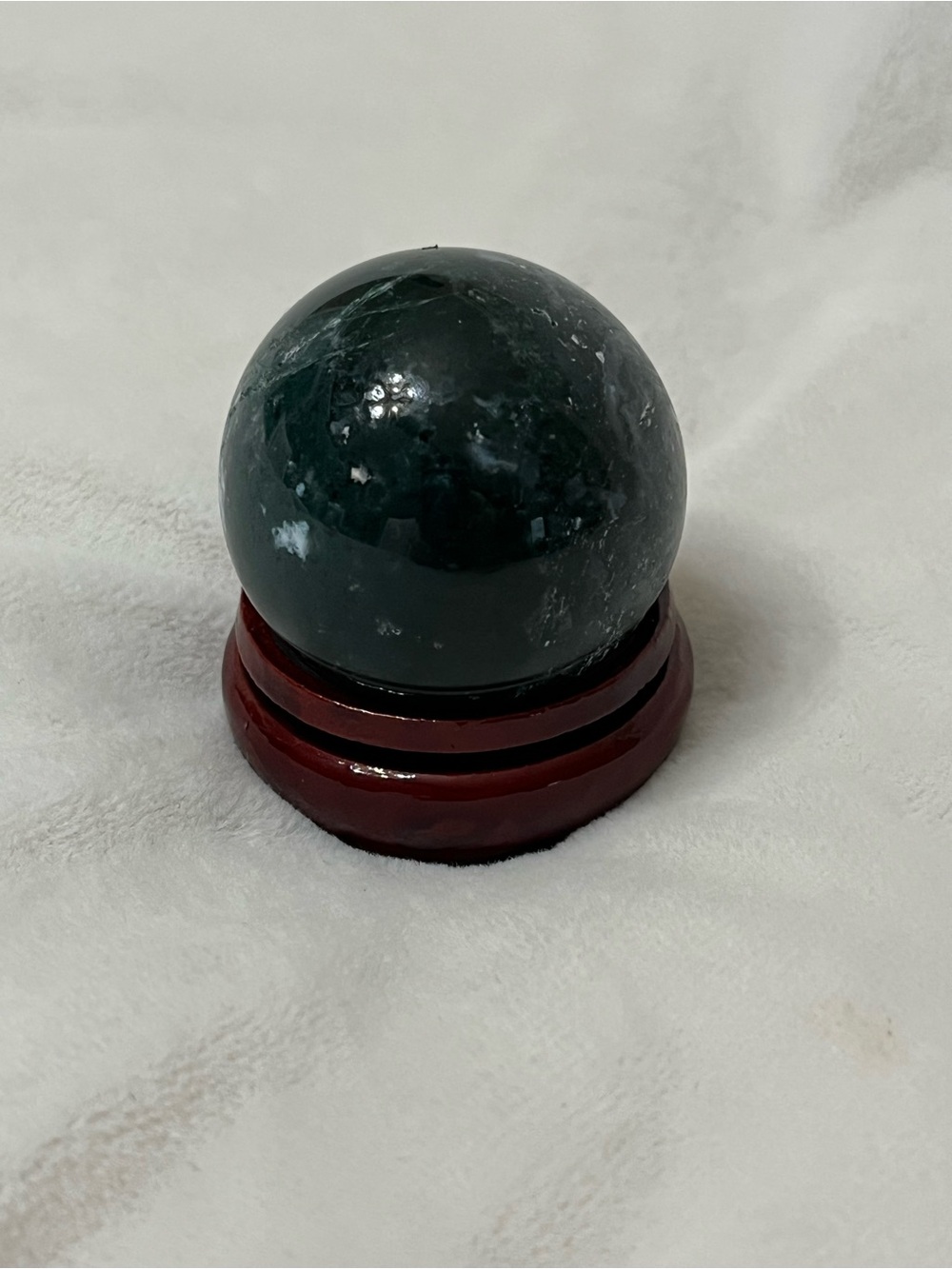 1.75" Moss Agate Crystal Sphere 175g Polished Green Stone Ball w/ Stand